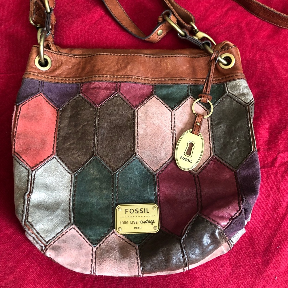 *RARE*Vintage Fossil Leather & Suede Crossbody
